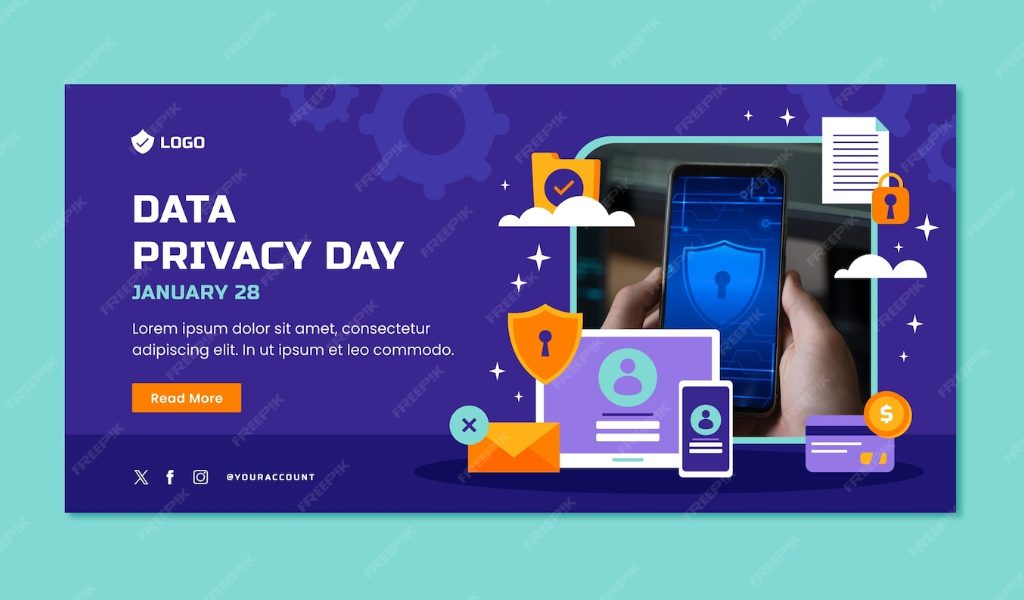 Ilustração de privacidade e proteção de dados para marketing digital