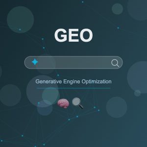 GEO Generative Engine Optimization conceito visual com elementos de inteligência artificial e busca