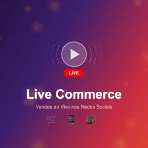 Live Commerce conceito visual com elementos de transmissão ao vivo e vendas nas redes sociais